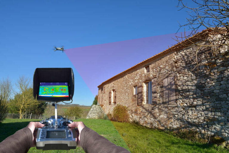 kontrola tepelné izolace domu pomocí dronu